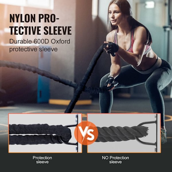 Combat Rope-VEVOR-38 mm-Polyester Training Rope- för kärnstyrketräning, hemmagym