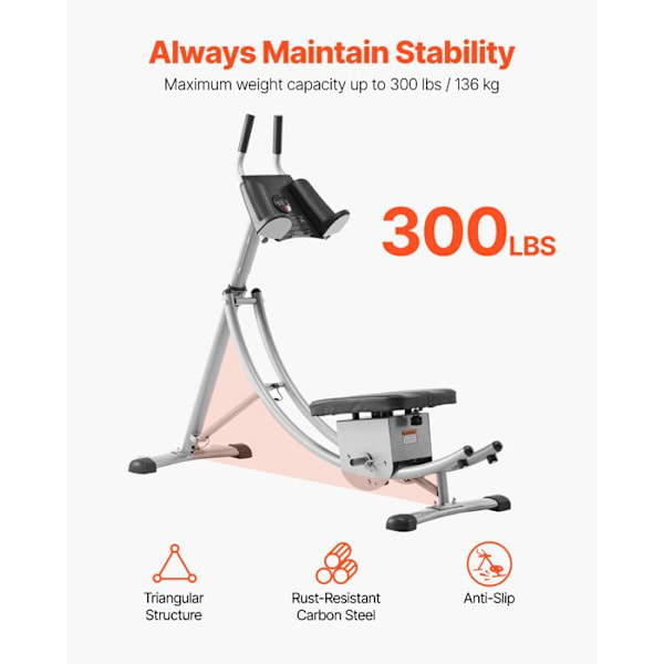 Abdominalmaskin - VEVOR - YN-388 - Belastning 136 kg - Fällbar - Kolfiberstål