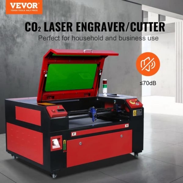 Lasergraveringsmaskin - VEVOR - CO2 lasergravör - 80 W Skärande graveringsmaskin Arbetsbord 500x700 mm