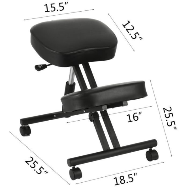 Ergonomisk knäpall VEVOR 120 kg Justerbar sits knästödsstol på hjul 53-71 cm Svart