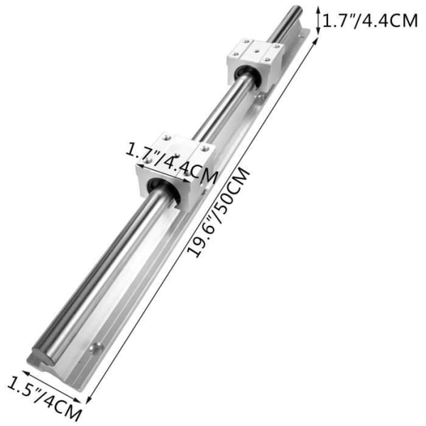 Linjär styrskena - VEVOR - 2 x SBR16-500mm - 4 kullagerblock - CNC-svarvar 500mm Silver