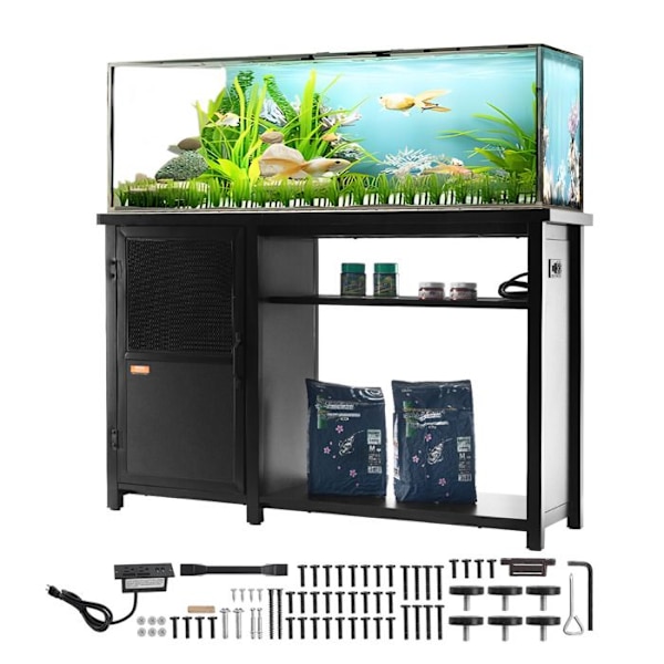 Akvariumstöd-VEVOR-Belastning 284 kg-132x50x82 cm-Stål och MDF-Reptiler-Förvaringsskåp-Integrerat eluttag