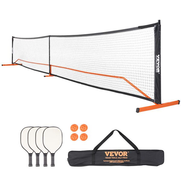 Bärbart Pickleball-nätsystem - VEVOR - Reglerstorlek Nät 673 cm - med väska, bollar, racketar