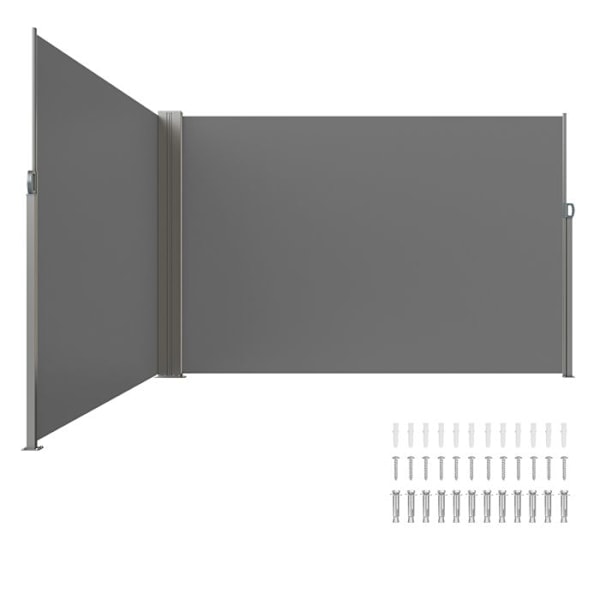 Infällbar sidomarkis-VEVOR-200x600 cm-Vattentät utomhusskärm Sekretessskärm Polyestertyg-för trädgård, balkong-grå