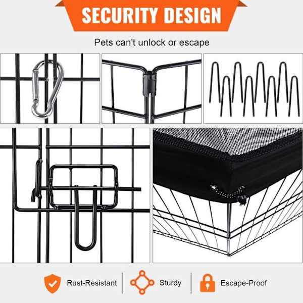 Hundlekhage - VEVOR - Hundlöpning Vikbar metallkaninbana 8 paneler 61cm med lock
