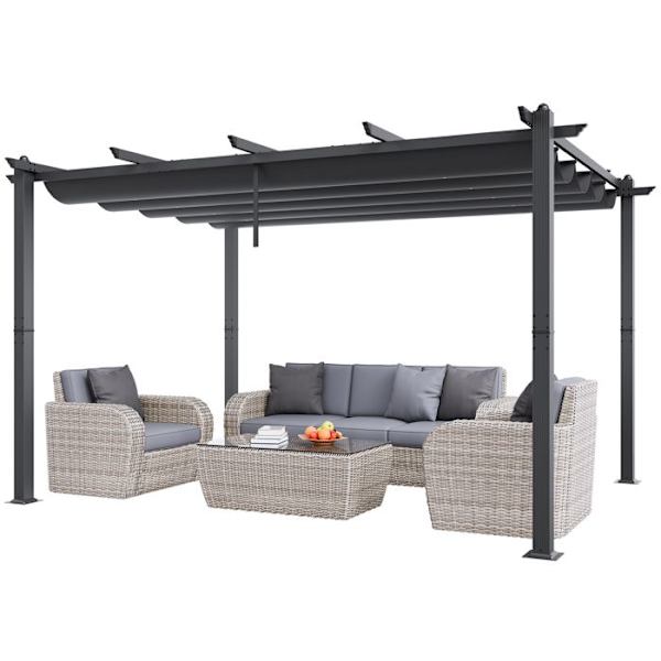 Utfällbar utomhuspergola 3 x 4 m-VEVOR-Aluminium Garden Gazebo-för uteplatser, trädgårdar, däck, bakgårdar-grå