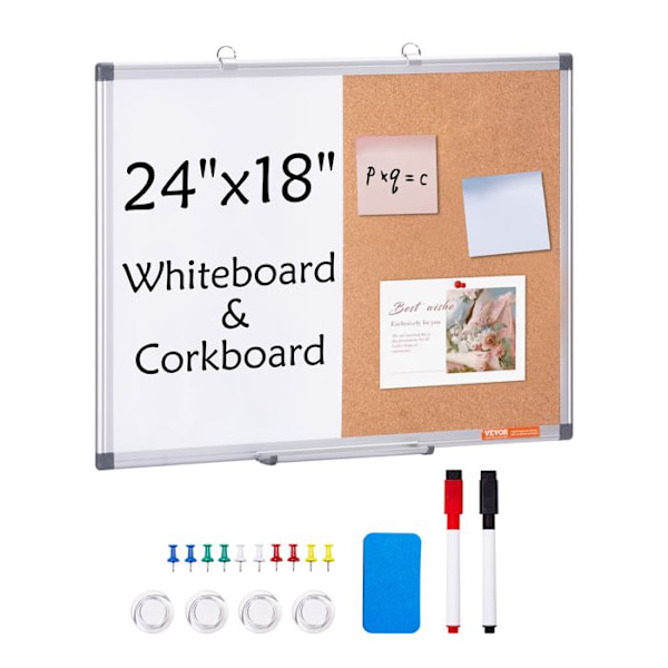Whiteboard och korktavla Combo-VEVOR-dubbelfunktion magnetisk anslagstavla för vägginstallation