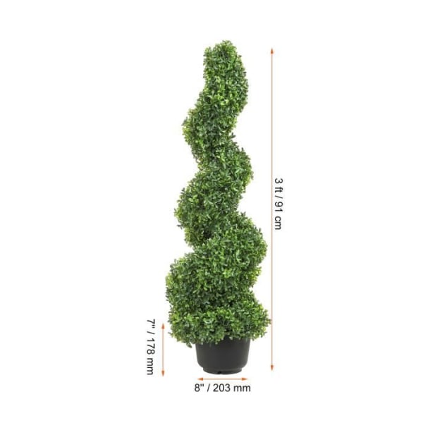 Buxbom konstgjord topiary - VEVOR - konstgjord spiral topiary 2 dekorativa växter 91cm 10 utbytbara blad