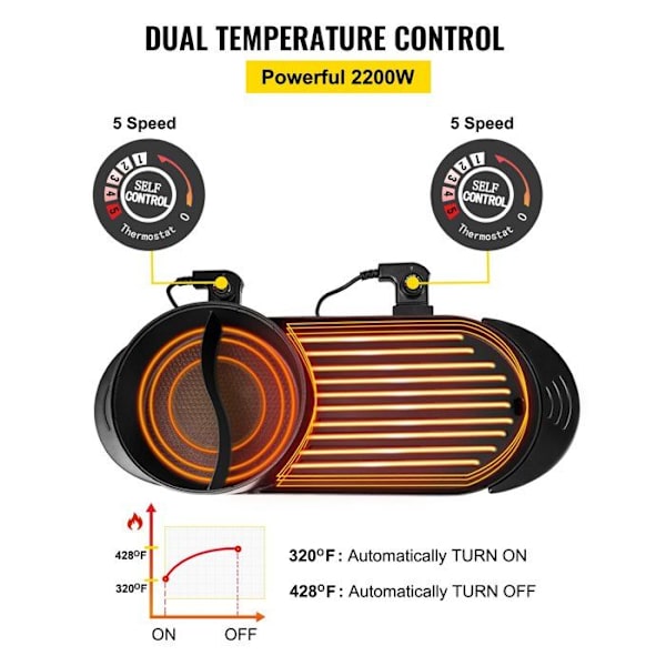 Multifunktionell elektrisk grill - VEVOR - 2200 W elfondue - för inomhusgrill