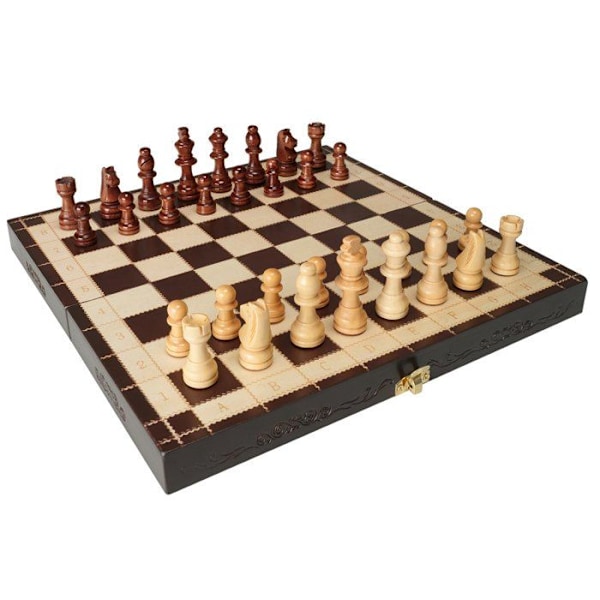 Schackset-VEVOR-Bärbart Träfällbart magnetiskt schackbräde 2 Extra Queens-Schackbräde Mått 29x29x7 cm