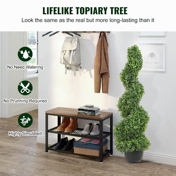 Buxbom konstgjord topiary - VEVOR - konstgjord spiral topiary 2 dekorativa växter 91cm 10 utbytbara blad