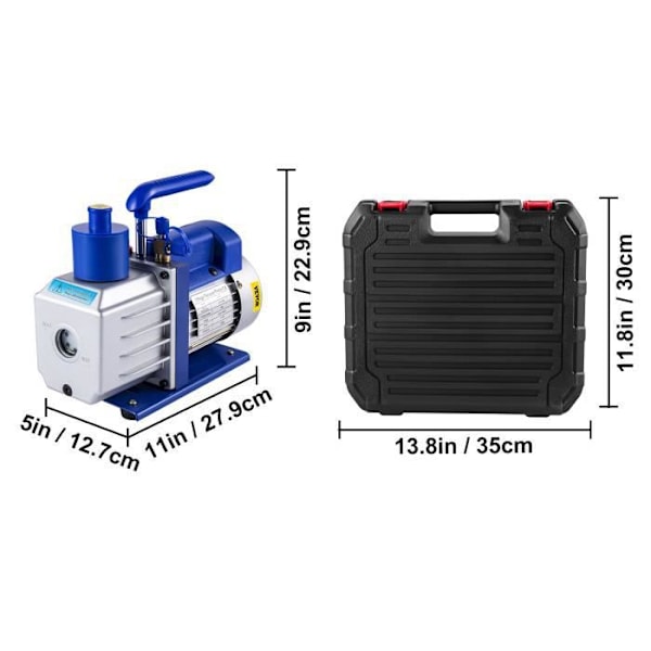 Vakuumpump 4,8 CFM- VEVOR - 136 L-min Enkelsteg 1720 RPM Fördelare Luftkonditionering Blå och Silver
