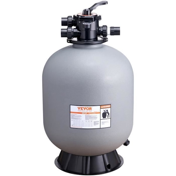 24" sandfilter -VEVOR-7-vägsportar 65 GPM flödeshastighet-filter, backspolning, spolning, recirkulera, avfall