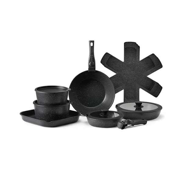 Köksutrustning-VEVOR-17 delar-Kastruller och Stekpannor för Induktionshäll med Non-stick Beläggning-Svart