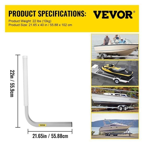 Båtsläpguide - VEVOR - 22" Vit med PVC-stolpar Båtsläpskenor - Passar skidbåtar