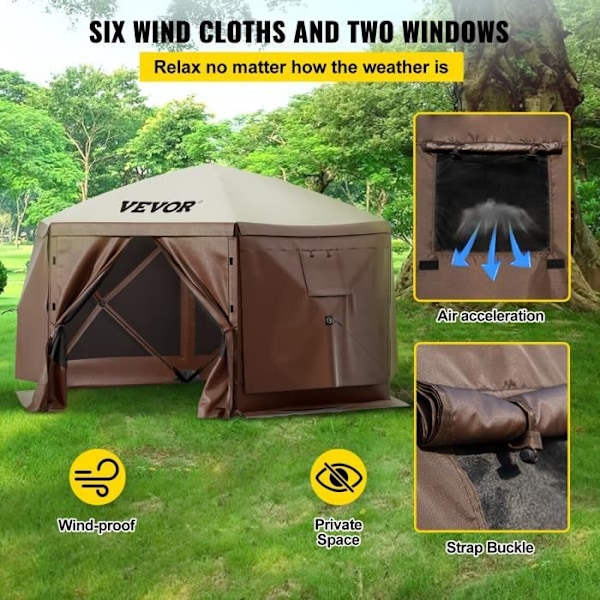 Pop-up campingskyddstält-VEVOR-3,05m x 3,05m,6 sidor solskydd Stora skärmtält-för utomhusbruk