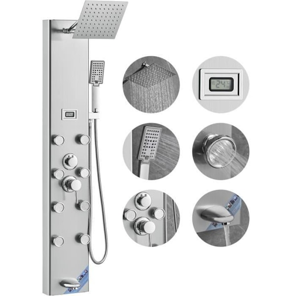 Dusch hydromassage - VEVOR - Shower Panel Tower System 6 lägen Digital Display i rostfritt stål 1340 × 200 × 430 mm