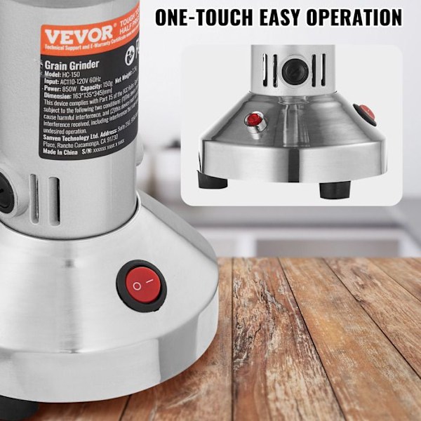 Kaffekvarn Kryddor Elektrisk 750g -VEVOR -2000W -3-lagers Kniv, Överbelastningsskydd -Korn Krysser Nötter