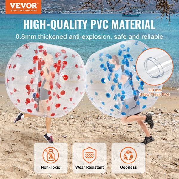 Boll Gonflable-VEVOR-1,5 m 2PCs Blå och Röda Prickar-PVC-för Utomhus Lagspeleksaker Bumper
