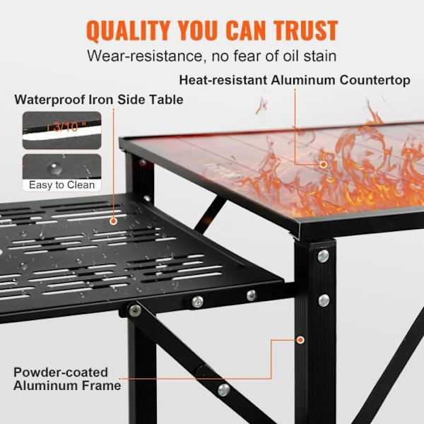 Campingkök - VEVOR - Campingmöbler Hopfällbart Campingbord i aluminium med hyllor Diskbänk