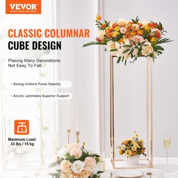 Blomsterställ för bröllop - VEVOR - 10 STK Blomstativ för bröllop Bröllopscentrum Akryllaminat 80 cm
