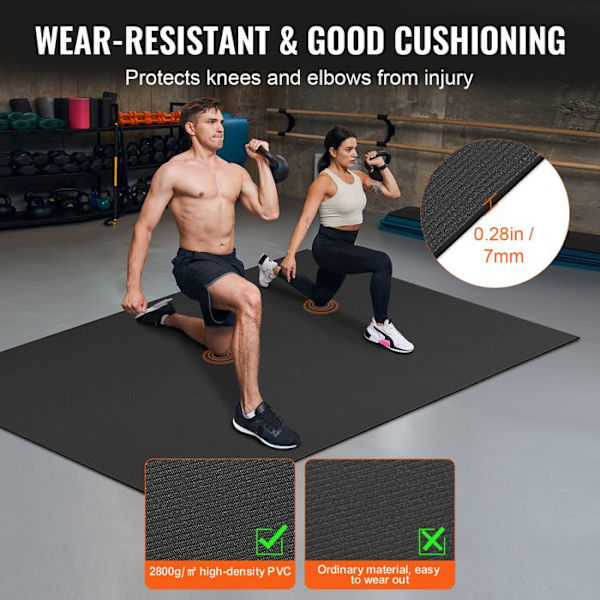 Högdensitet halkfri yogamatta-VEVOR-1830 x 1270 mm-för hemmayoga, pilates och golvträning