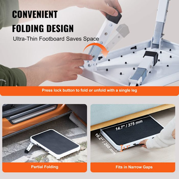 Fällbar trapppall -VEVOR-Kapacitet 150 kg-450 x 310 x 166 mm-för småbarn, vuxna, kontor, husbilar, badrum