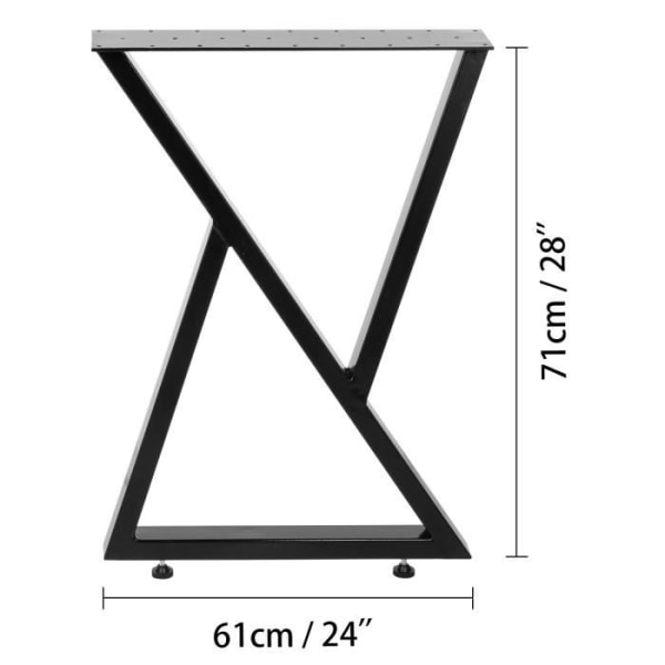 2 bordsben - VEVOR - 71 x 61 cm - Form 8 - Max belastning 1000 KG - Möbelben i stål - Svart