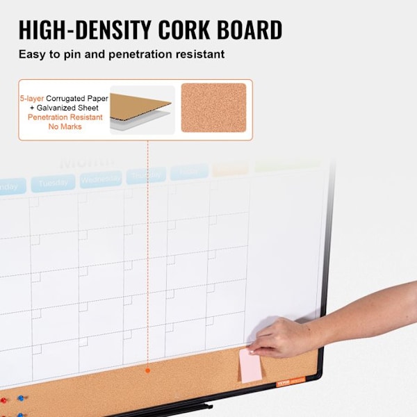 Whiteboard och Cork Board Combo-VEVOR-468×868mm-Dubbelfunktion torrradering och anslagstavla-Vit