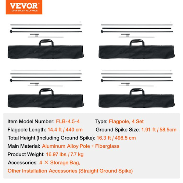 Fjäder flaggstång-VEVOR-Professionell reklam flaggstång Kit 198,5 cm-för reklam, utomhusaktiviteter