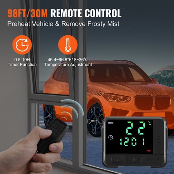 Allt-i-ett Dieselvärmare 5-8 KW-VEVOR-Dieselluftvärmare 8 till 36℃ Justerbar-för lastbil Husvagn Husbilsinredning