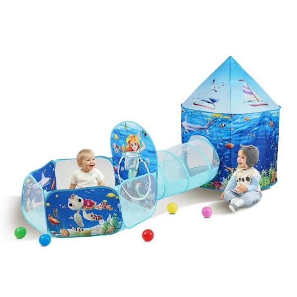 Klättertunnel - VEVOR - 1000x1000x780mm Lektunneltält Barnpresent Småbarn Pojkar Flickor Ocean Blue
