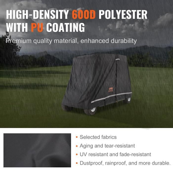 Golfvagnsskydd -VEVOR- 270x120x170cm,High Density 600D Polyester,Svart,Skydd mot damm och sol