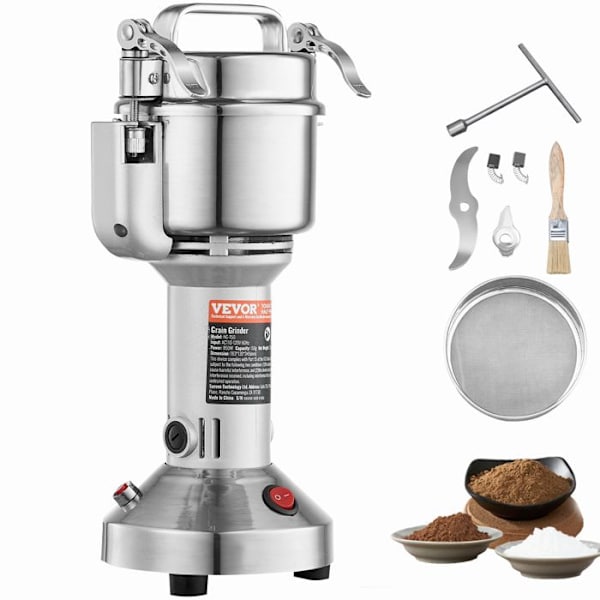 Kaffekvarn Kryddor Elektrisk 750g -VEVOR -2000W -3-lagers Kniv, Överbelastningsskydd -Korn Krysser Nötter