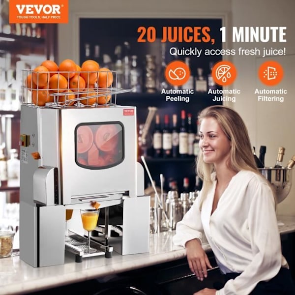 Elektrisk citrusjuicer - VEVOR - Kommersiell apelsinjuicextraktor 120W rostfritt stål för grapefrukt Restaurang Café Fruktbutik