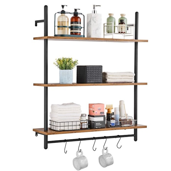 Industriell fyrkantsrörshylla-VEVOR-3 våningar-32" x 10"-Kök, sovrum, badrum-svart