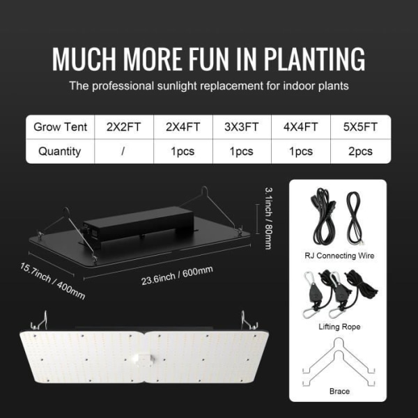 VEVOR LED Plant Growth Lamp Full Spectrum Horticultural Quantum Panel 300W