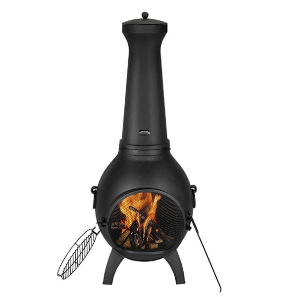 Utomhuskamin-VEVOR-Trädgårdsbrasero-559 mm-Robust Spherical Aluminium Vedspis-med Grill