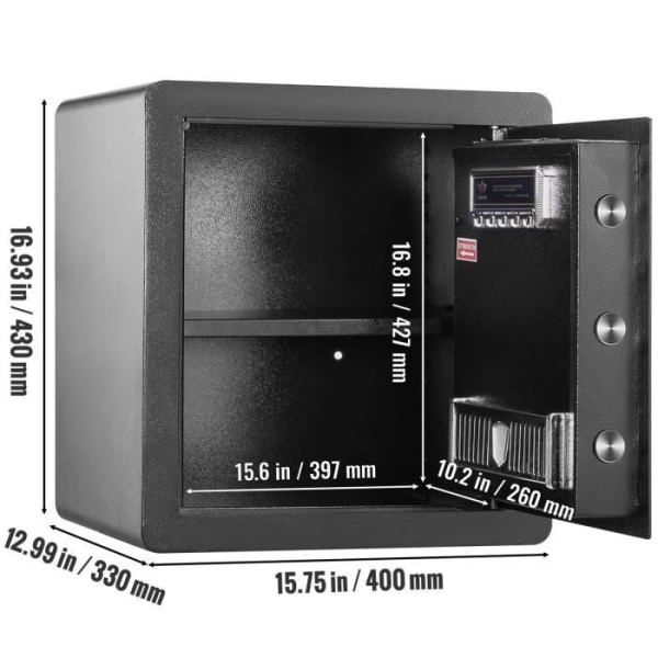Digitalt kassaskåp - VEVOR - 51L Säkerhetsbox 2 nycklar med larm - Smycken