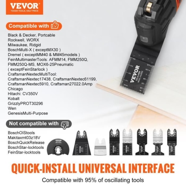 Oscillerande sågblad - VEVOR - 30 st multiverktygsblad 8 typer för Dewalt Bosch Chicago Hitachi