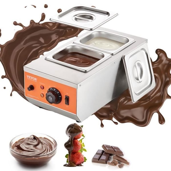 Chokladsmältare - VEVOR - Rostfritt stål Chokladhärdningsmaskin 800 W 2 1,5 L tankar