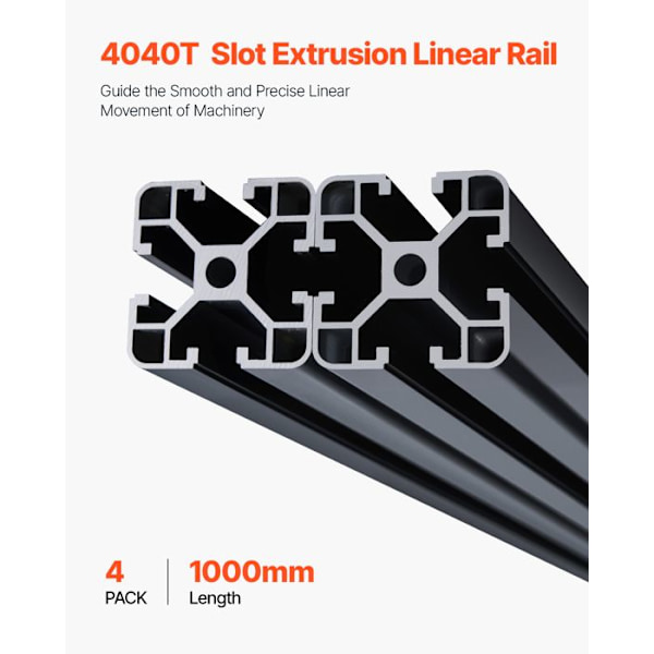 Aluminiumprofil 4040-VEVOR-Set om 4-Anodiserad linjärskena europeisk standard T-spår 1000 mm