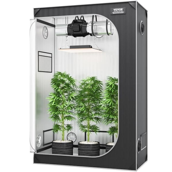 Grow Tent - VEVOR - 122x61x183cm,svart + grå,Med observationsfönster, verktygslåda och invändig golvbricka