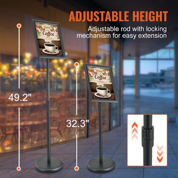 Affischhållare -VEVOR-279 x 216mm-Stående displaystativ 360° rotation Justerbar höjd 820-1250 mm