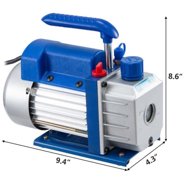 2,5 CFM Vakuumpump - VEVOR - Kylluftkonditionering 1440 RPM - Enstegs 1-4HP Blå och Silver