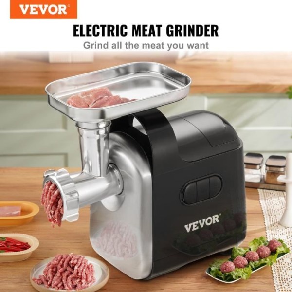 550W elektrisk köttkvarn - VEVOR - 3 kg-min köttfärsmaskin - korvar