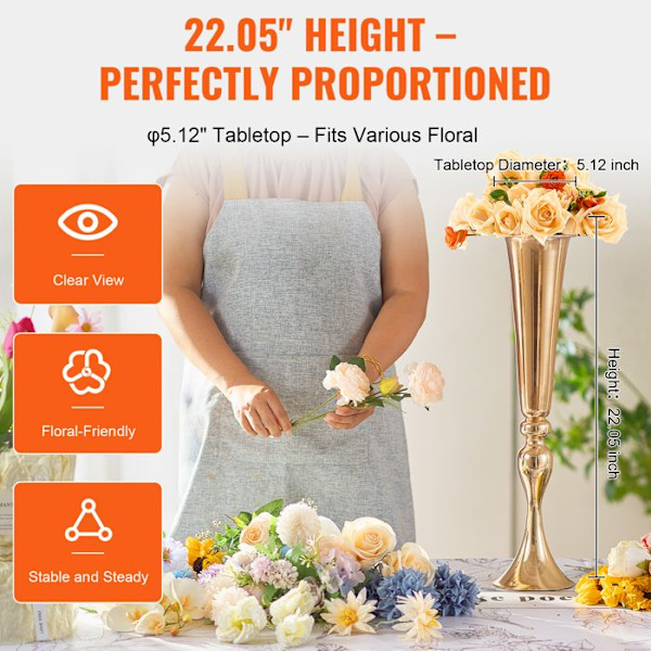Bröllopsvas-VEVOR-Set med 2-blomsterställ för bröllop, 56 cm höga-för bröllopsmiddag, ceremoni, födelsedag.