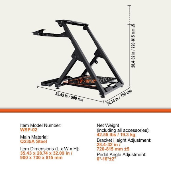 Simuleringsställ - VEVOR - Fällbart X Höjdjusterbart Racing Wheel Stand för Logitech