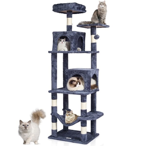 Cat Tree - VEVOR - med 2 Cat Condos, Sisal-skrapstolpe, Hängmatta, Top Perch - Large Cat Activity Center