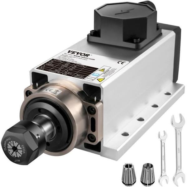 Spindelmotor-VEVOR-luftkyld fyrkantig 2,2 kW Spindelmotor 24000 RPM ER20-för gravyrmaskin Frekvensomvandlare